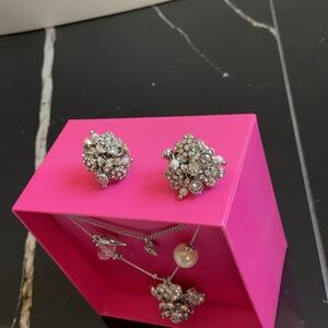 Elegant Silver Crystal Earrings and necklace